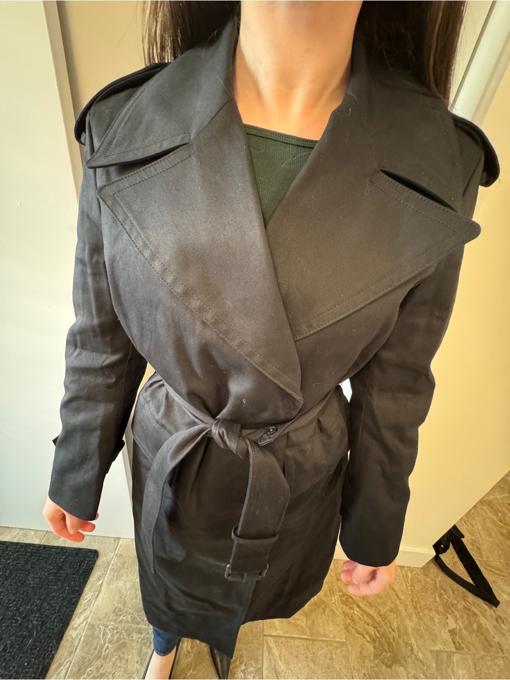 Banana Republic Black Classic Belted Trench Coat